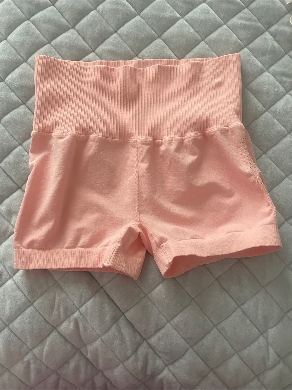 Free People High-Waist Ribbed Peach/Pink Shorts